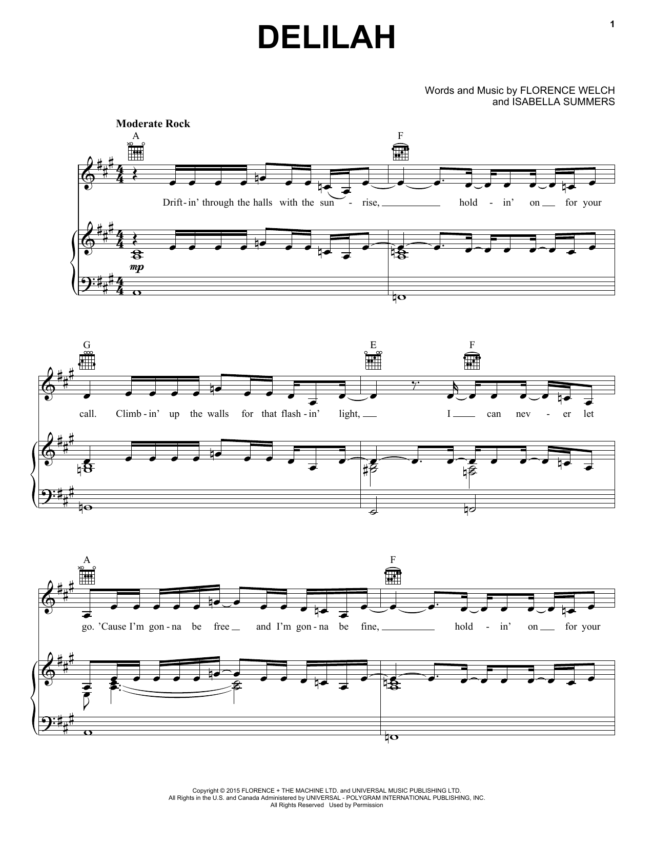 Download Florence And The Machine Delilah Sheet Music