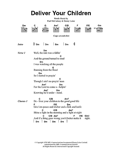 Download Paul McCartney & Wings Deliver Your Children Sheet Music