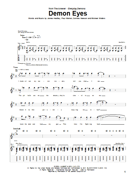 Download The Answer Demon Eyes Sheet Music