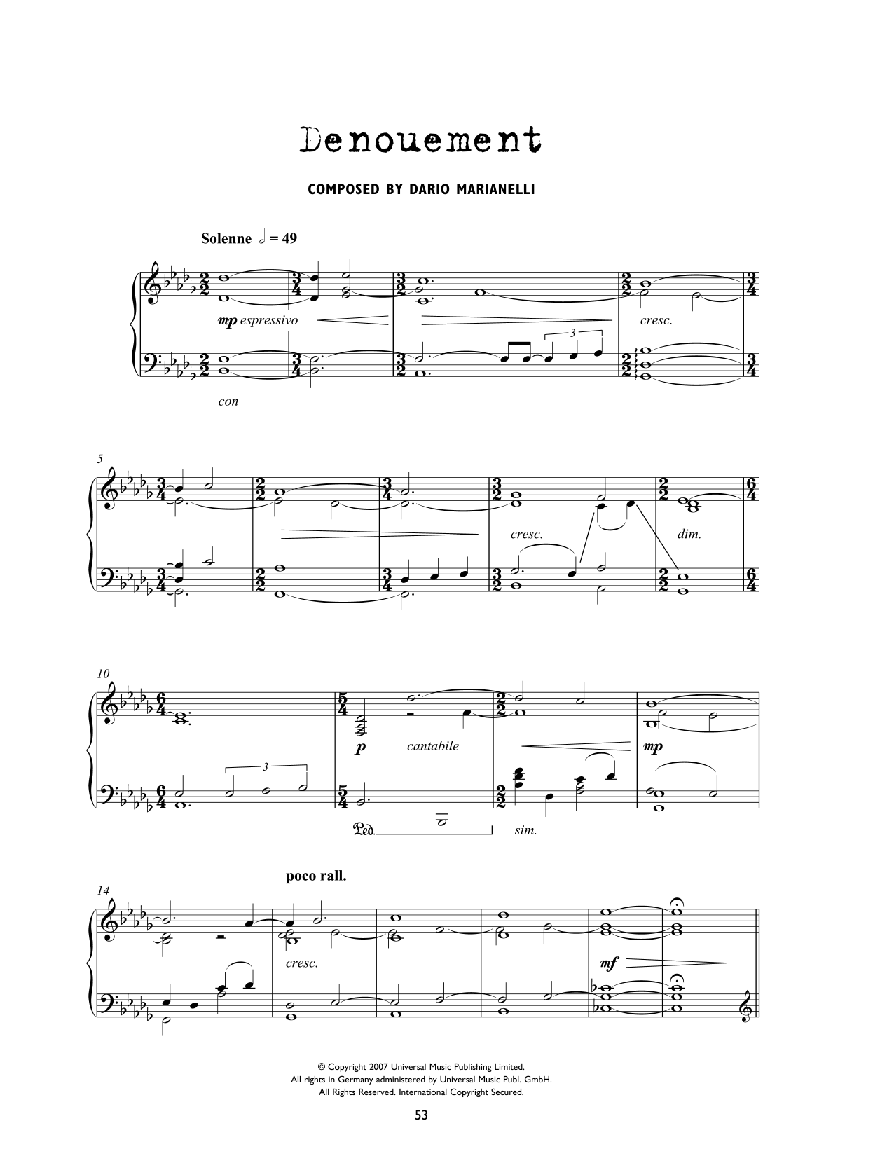 Download Dario Marianelli Denouement (from Atonement) Sheet Music