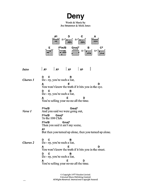 Download The Clash Deny Sheet Music