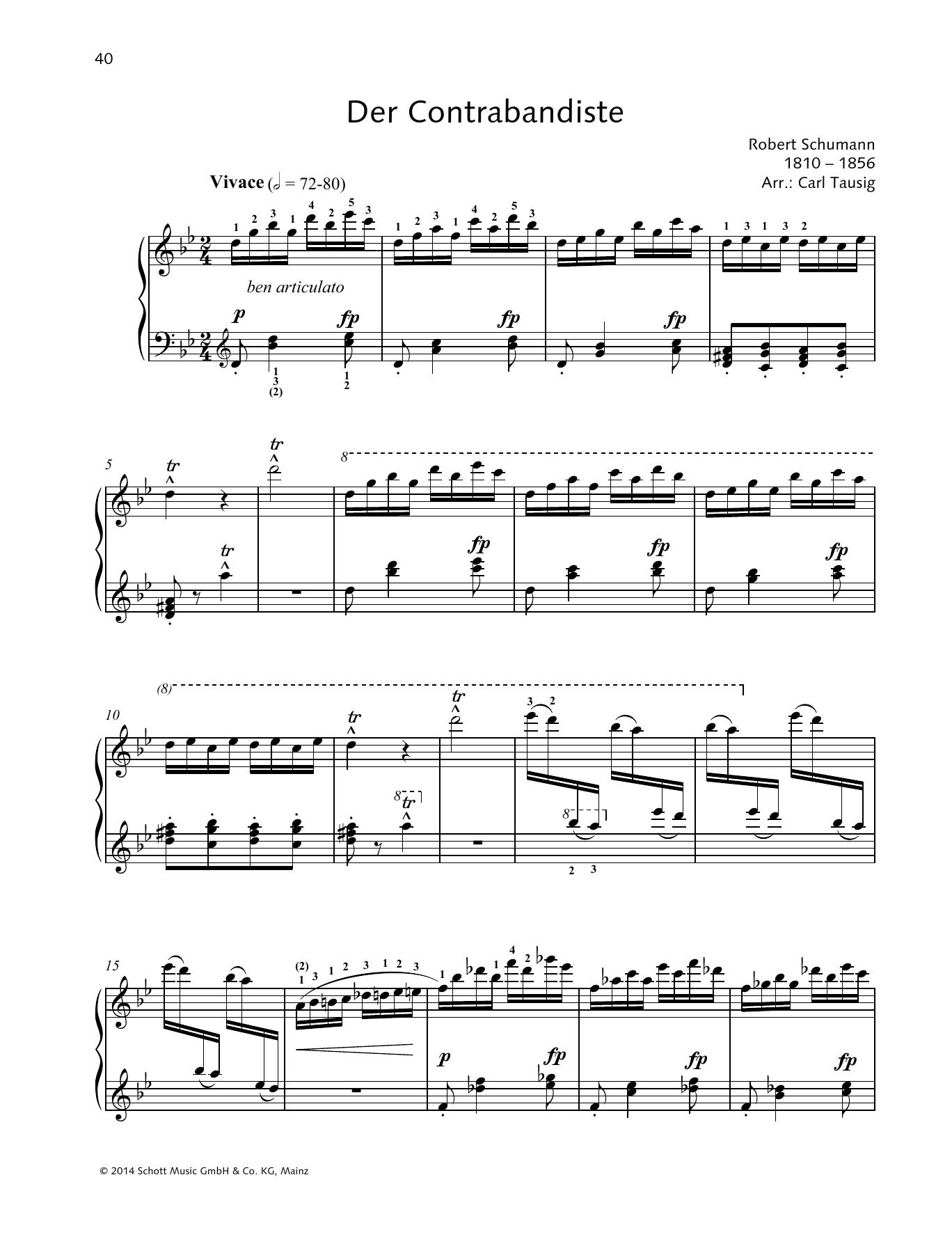 Download Robert Schumann Der Contrabandiste Sheet Music