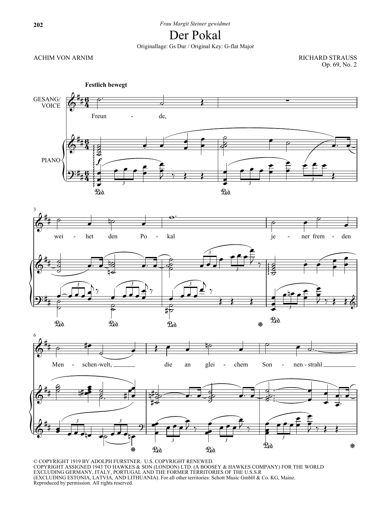 Download Richard Strauss Der Pokal (Low Voice) Sheet Music