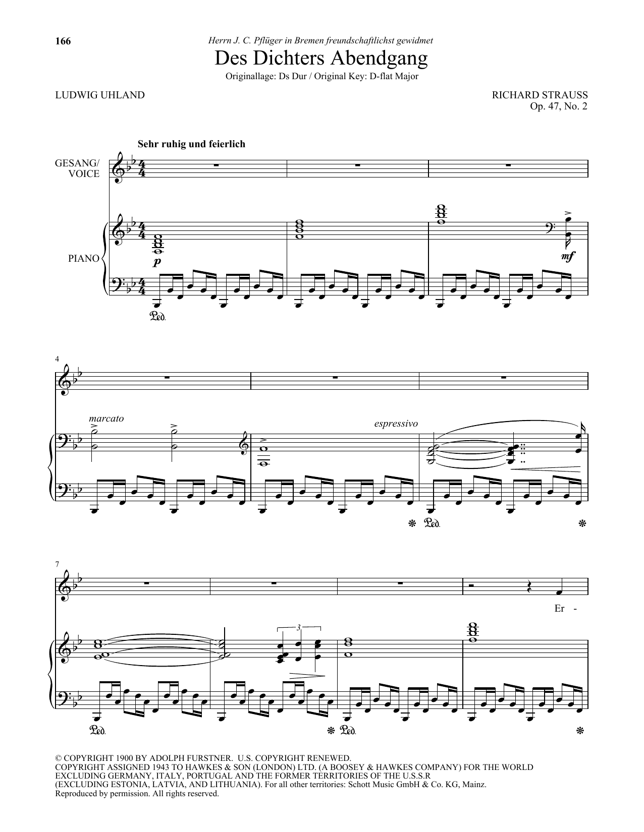 Download Richard Strauss Des Dichters Abendgang (Low Voice) Sheet Music