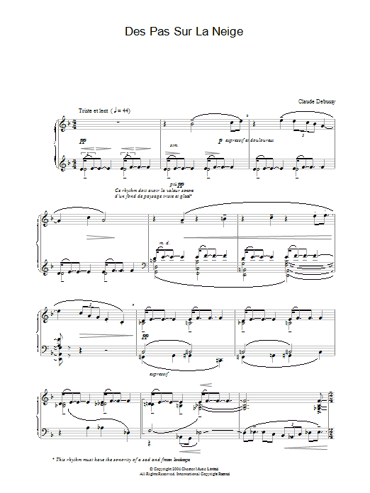 Download Claude Debussy Des Pas Sur La Neige Sheet Music