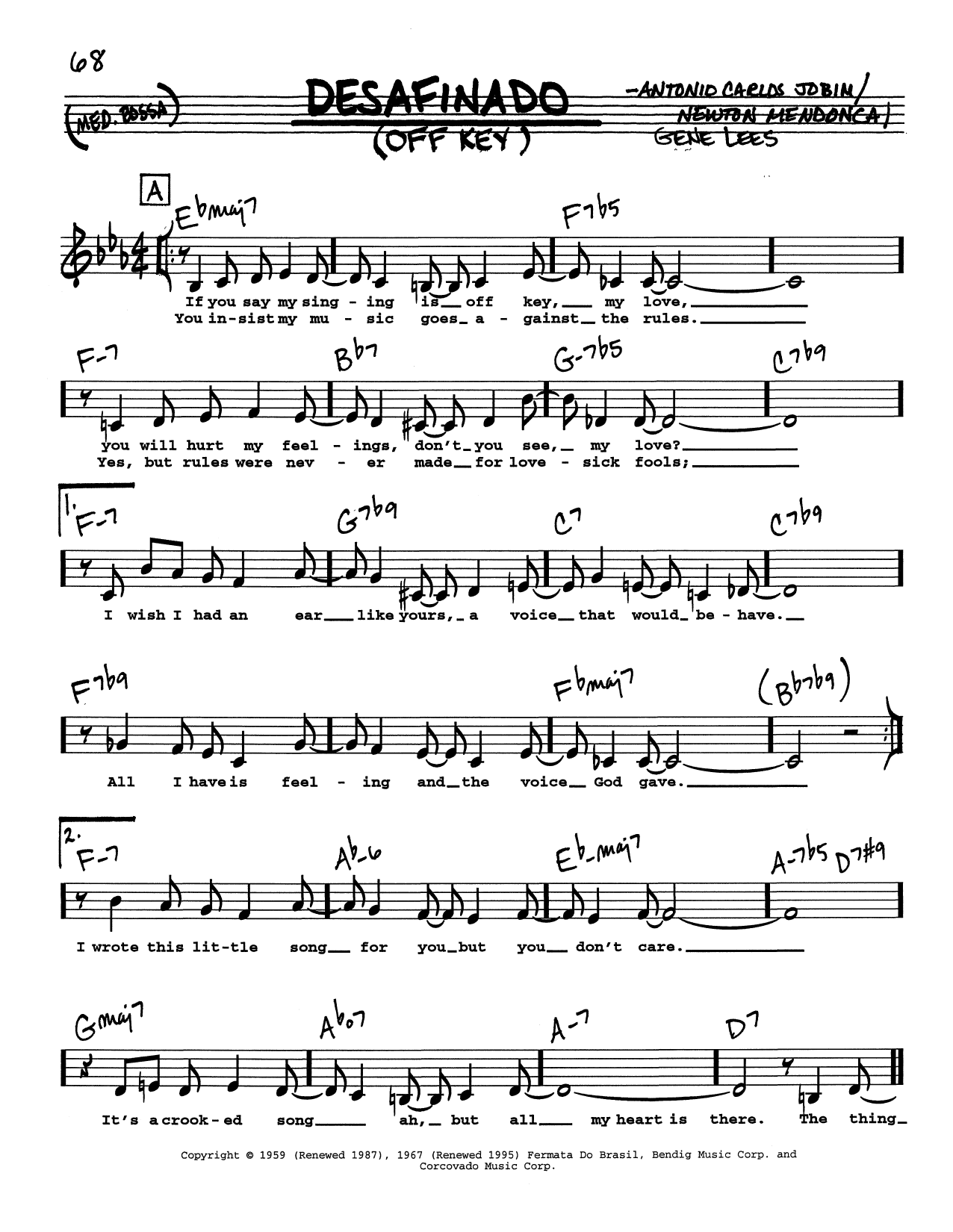 Antonio Carlos Jobim Desafinado (Off Key) (Low Voice) sheet music notes printable PDF score