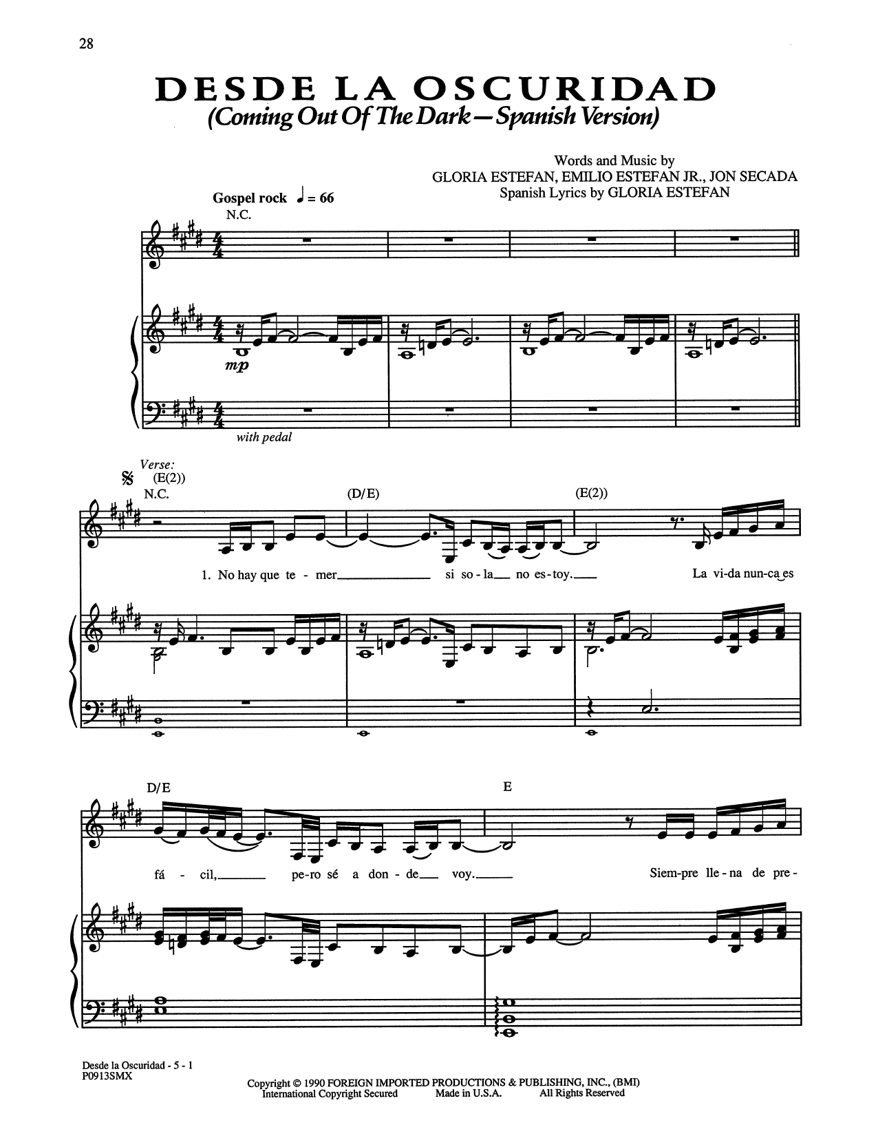 Download Gloria Estefan Desde La Oscuridad - (Coming Out of the Sheet Music