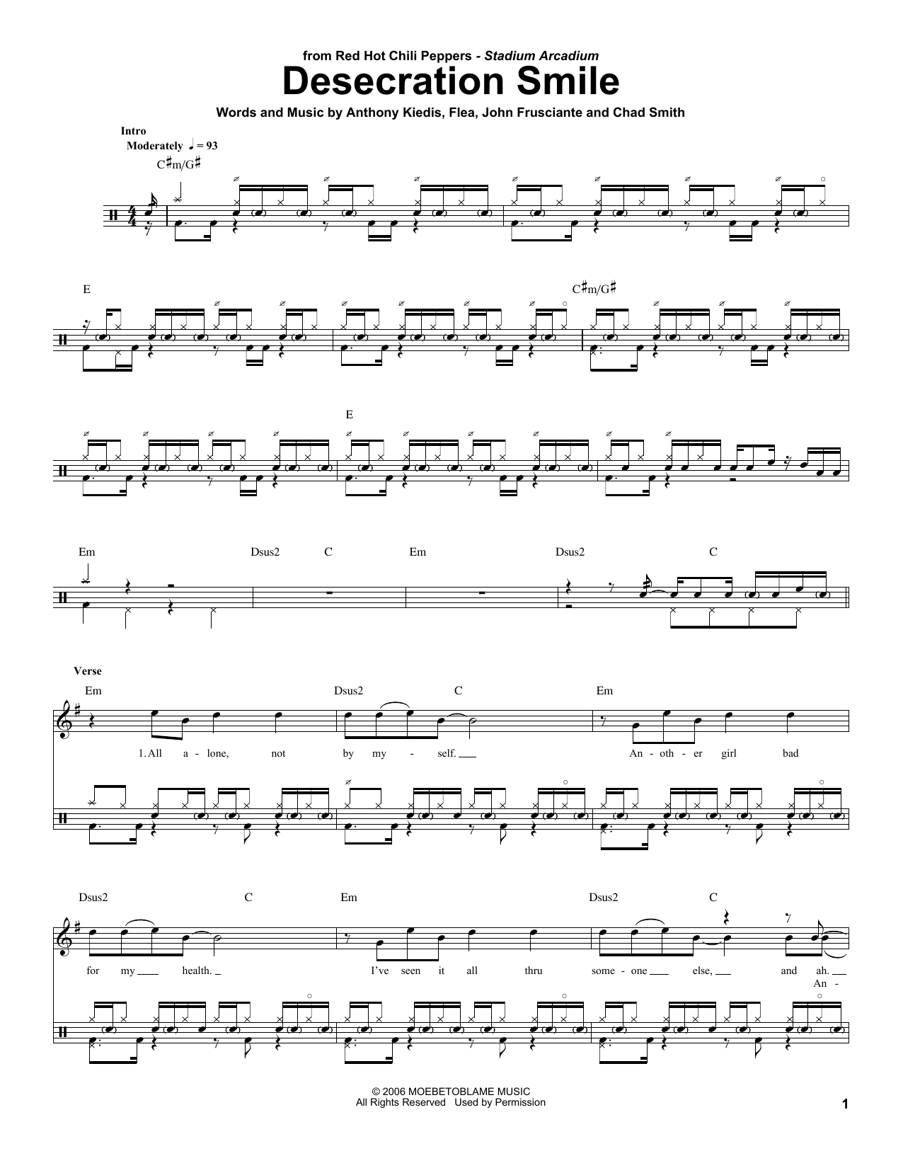 Download Red Hot Chili Peppers Desecration Smile Sheet Music