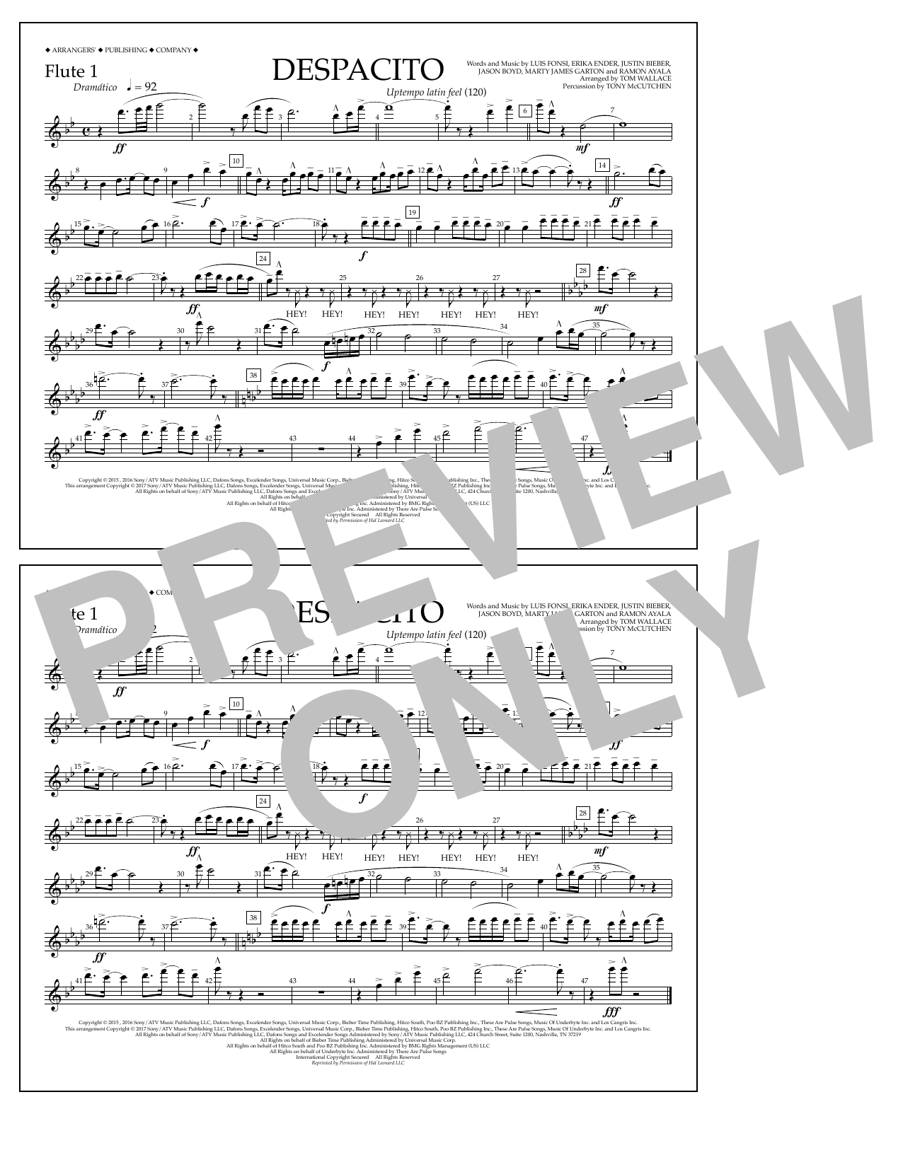 Download Tom Wallace Despacito - Flute 1 Sheet Music