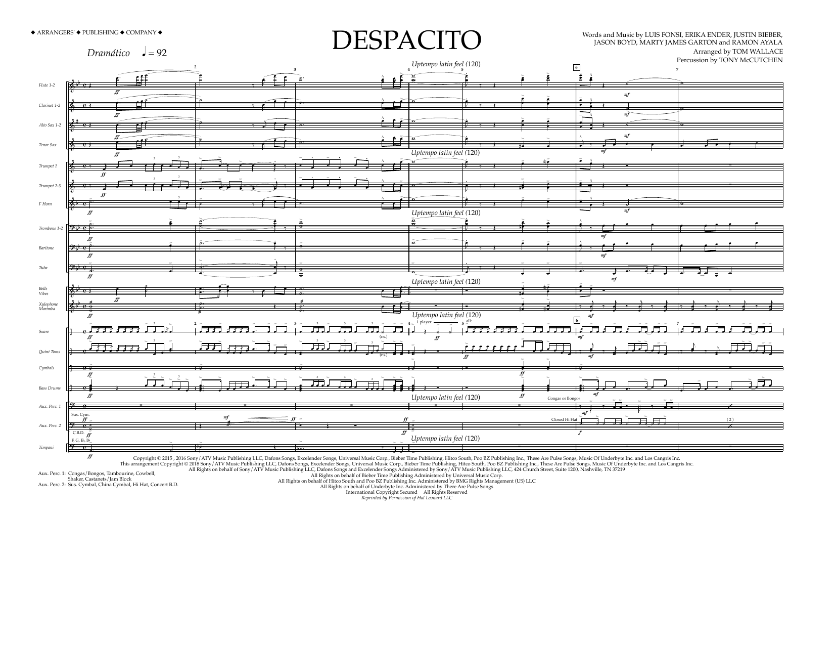 Download Tom Wallace Despacito - Full Score Sheet Music