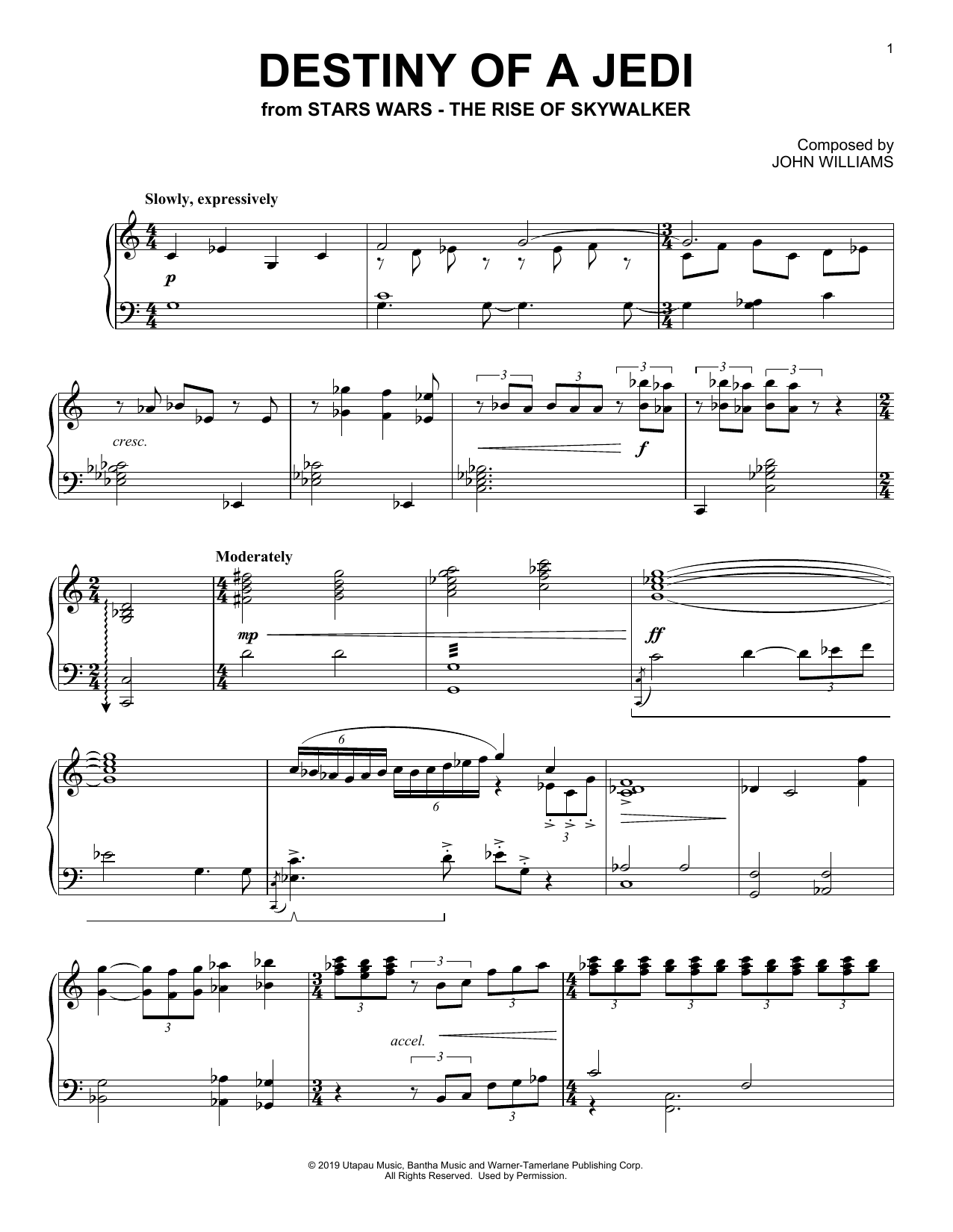 Download John Williams Destiny Of A Jedi (from The Rise Of Sky Sheet Music