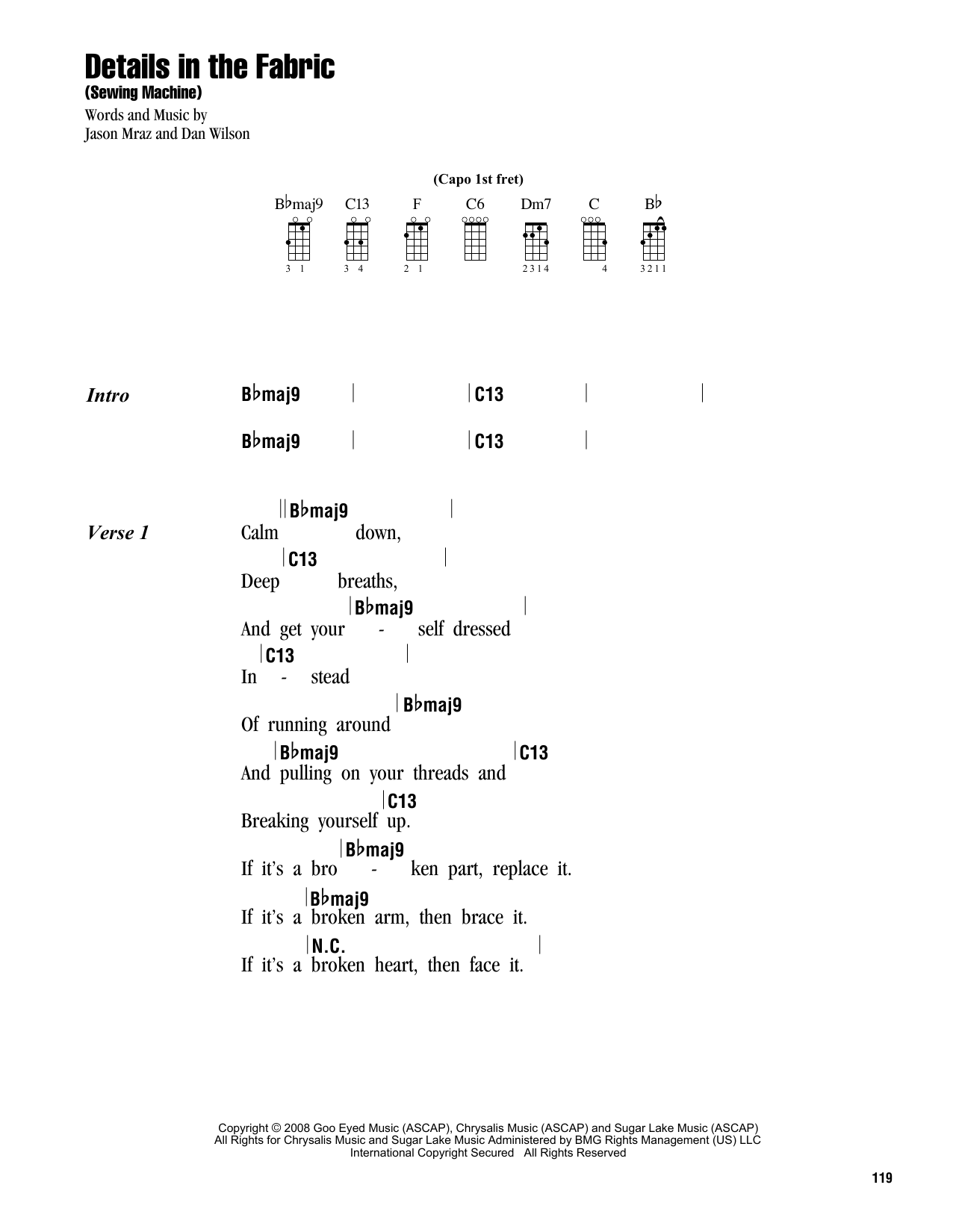 Download Jason Mraz Details In The Fabric (Sewing Machine) Sheet Music