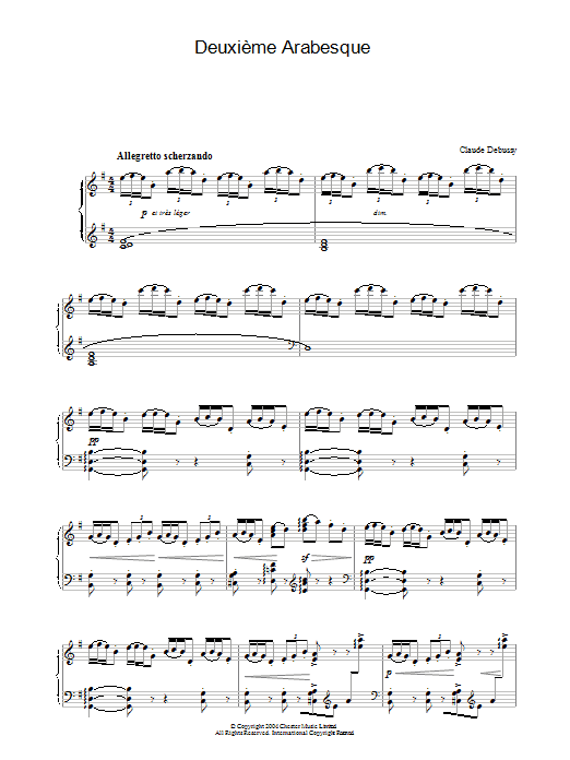 Download Claude Debussy Deuxième Arabesque Sheet Music