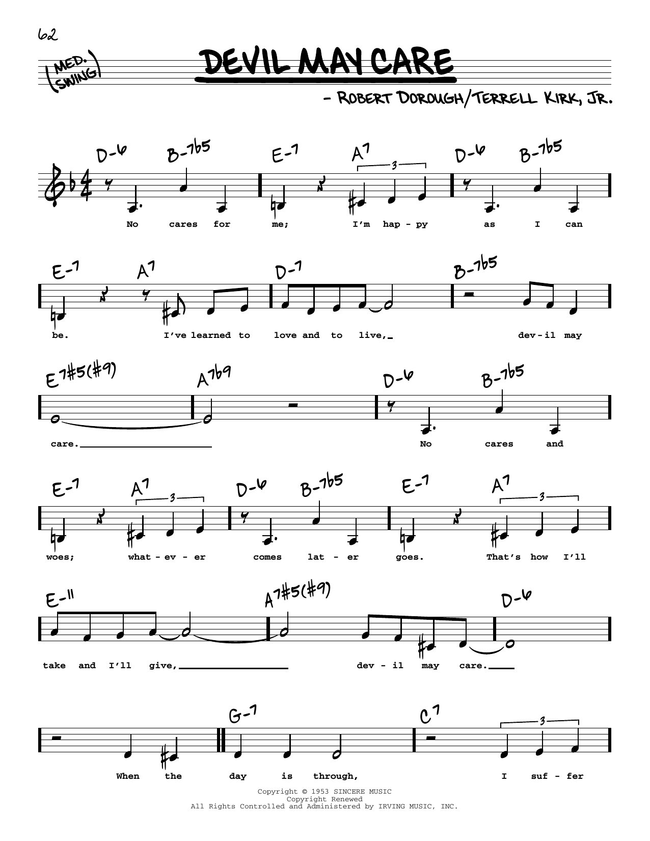 Download Bob Dorough Devil May Care (Low Voice) Sheet Music