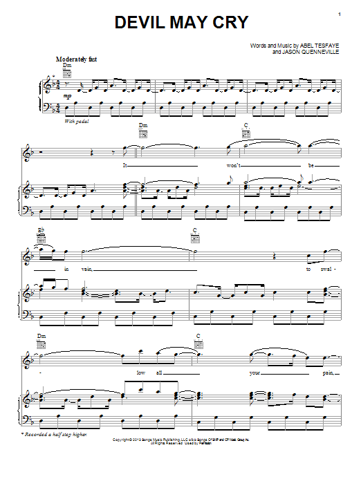 Download The Weeknd Devil May Cry Sheet Music