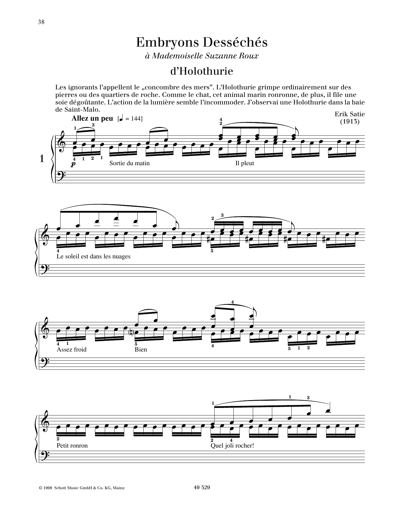 Download Erik Satie d'Holothurie Sheet Music