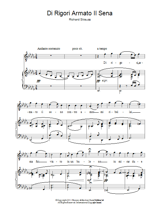 Download Andrea Bocelli Di Rigori Armato Il Sena (from Der Rose Sheet Music