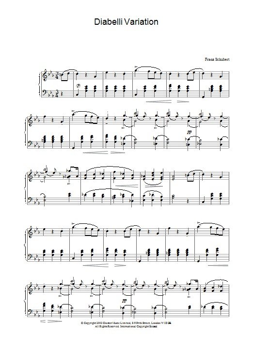 Download Franz Schubert Diabelli Variation Sheet Music