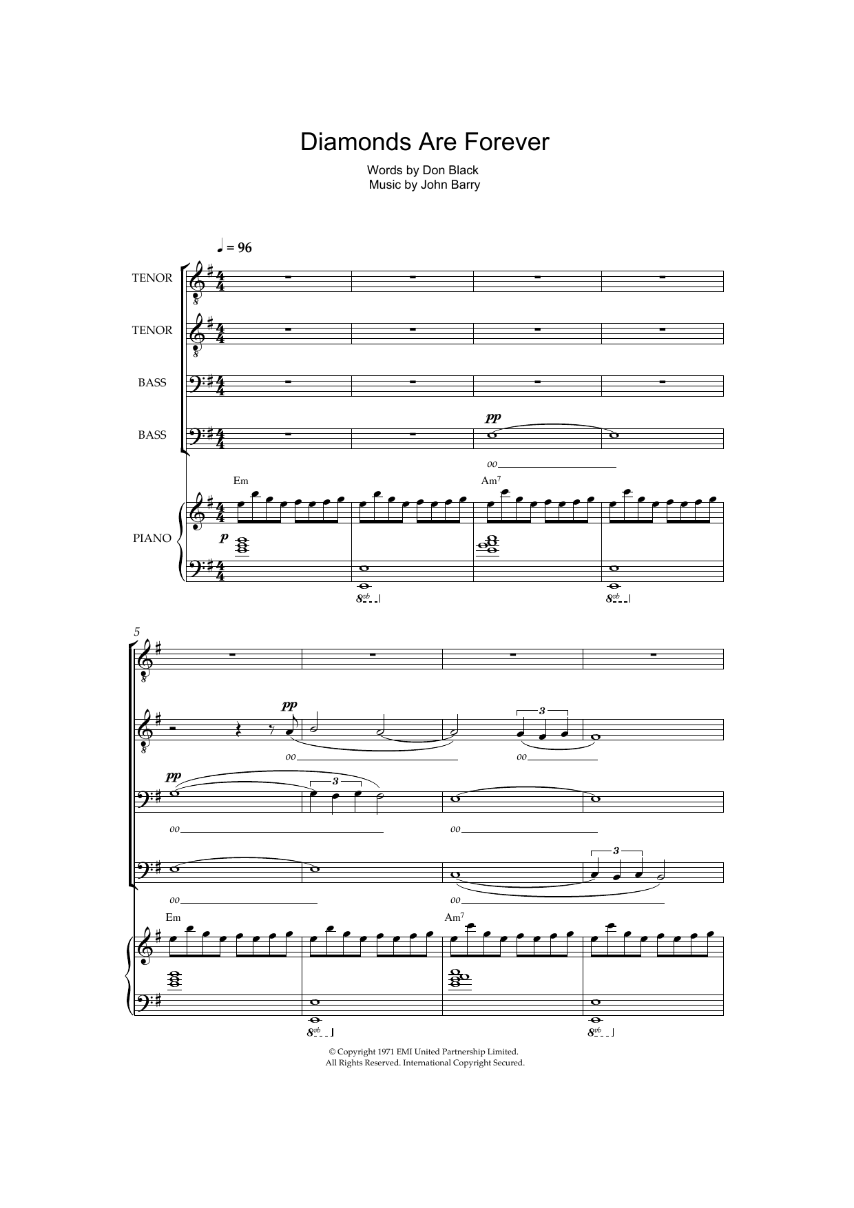 Download Shirley Bassey Diamonds Are Forever Sheet Music