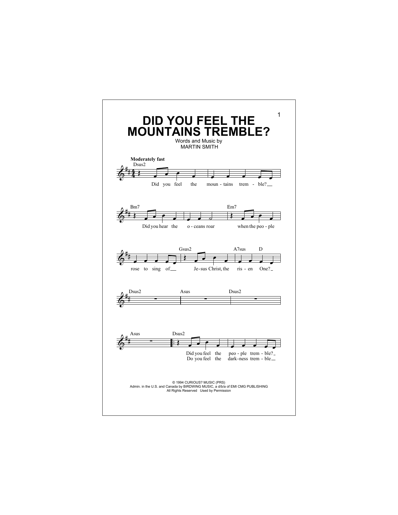 Download Passion Did You Feel The Mountains Tremble? Sheet Music