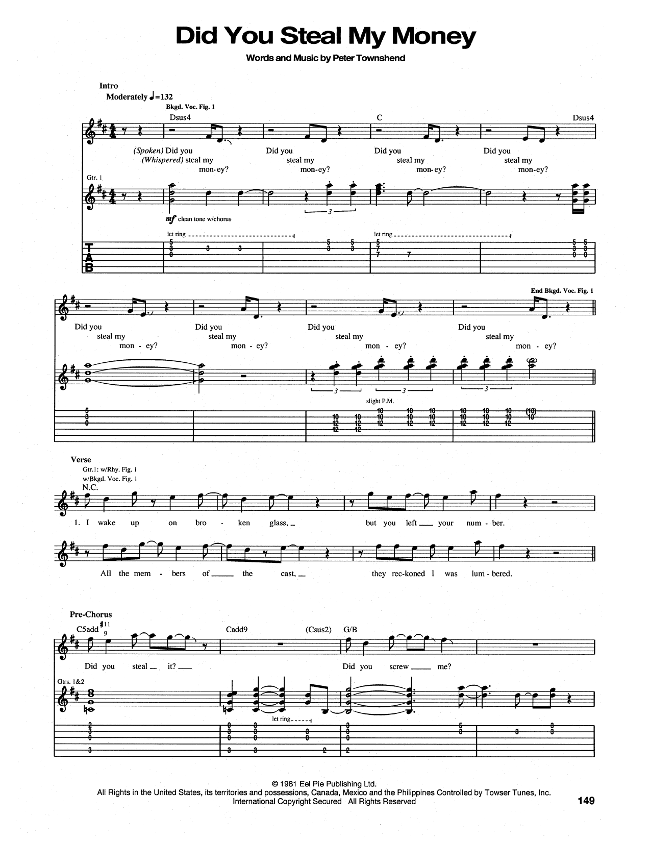Download The Who Did You Steal My Money Sheet Music