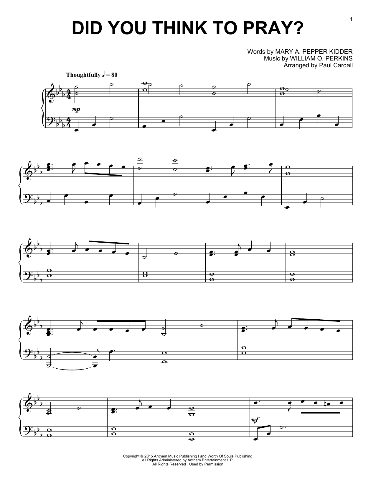 Download Paul Cardall Did You Think To Pray? Sheet Music
