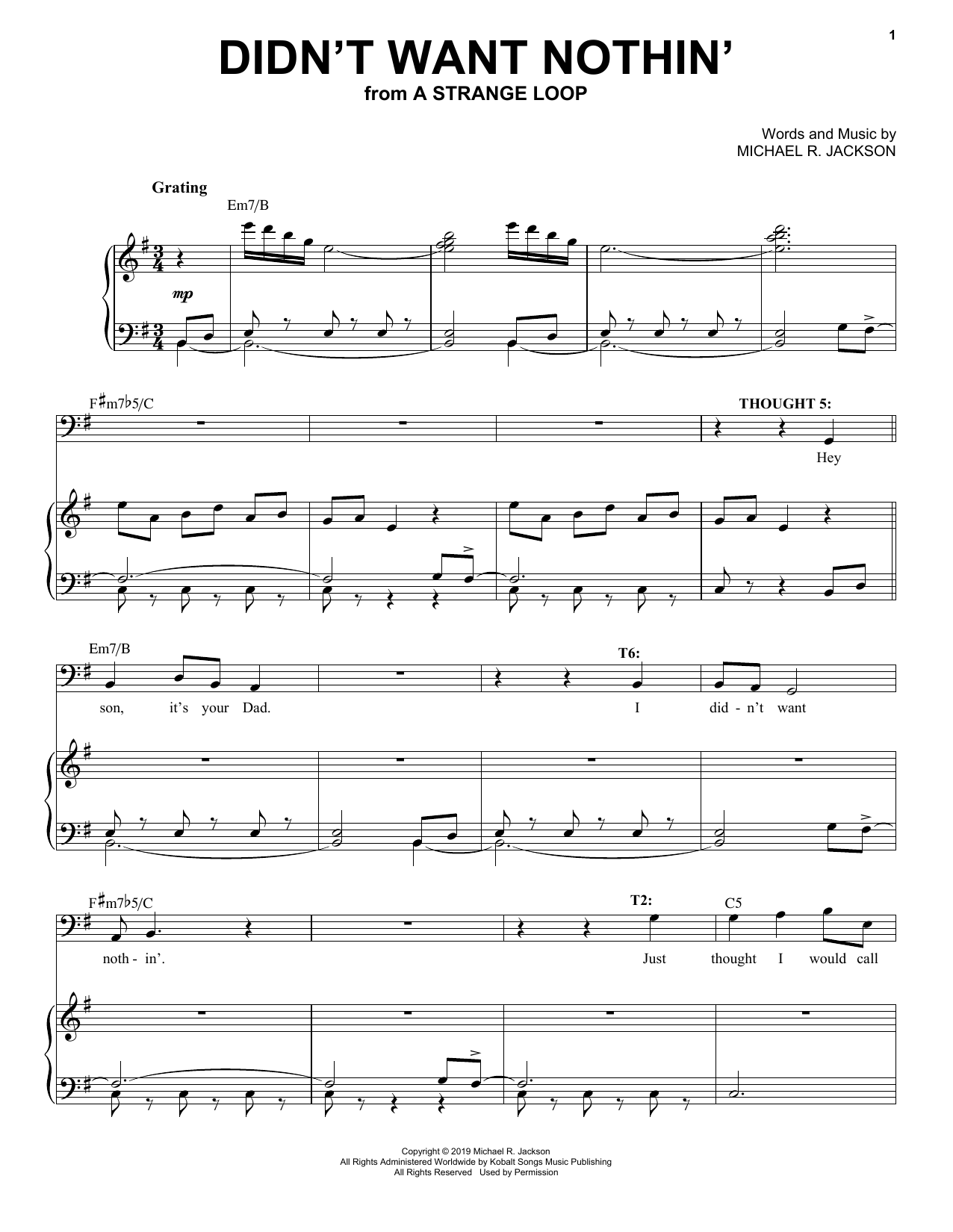 Download Michael R. Jackson Didn't Want Nothin' (from A Strange Loo Sheet Music