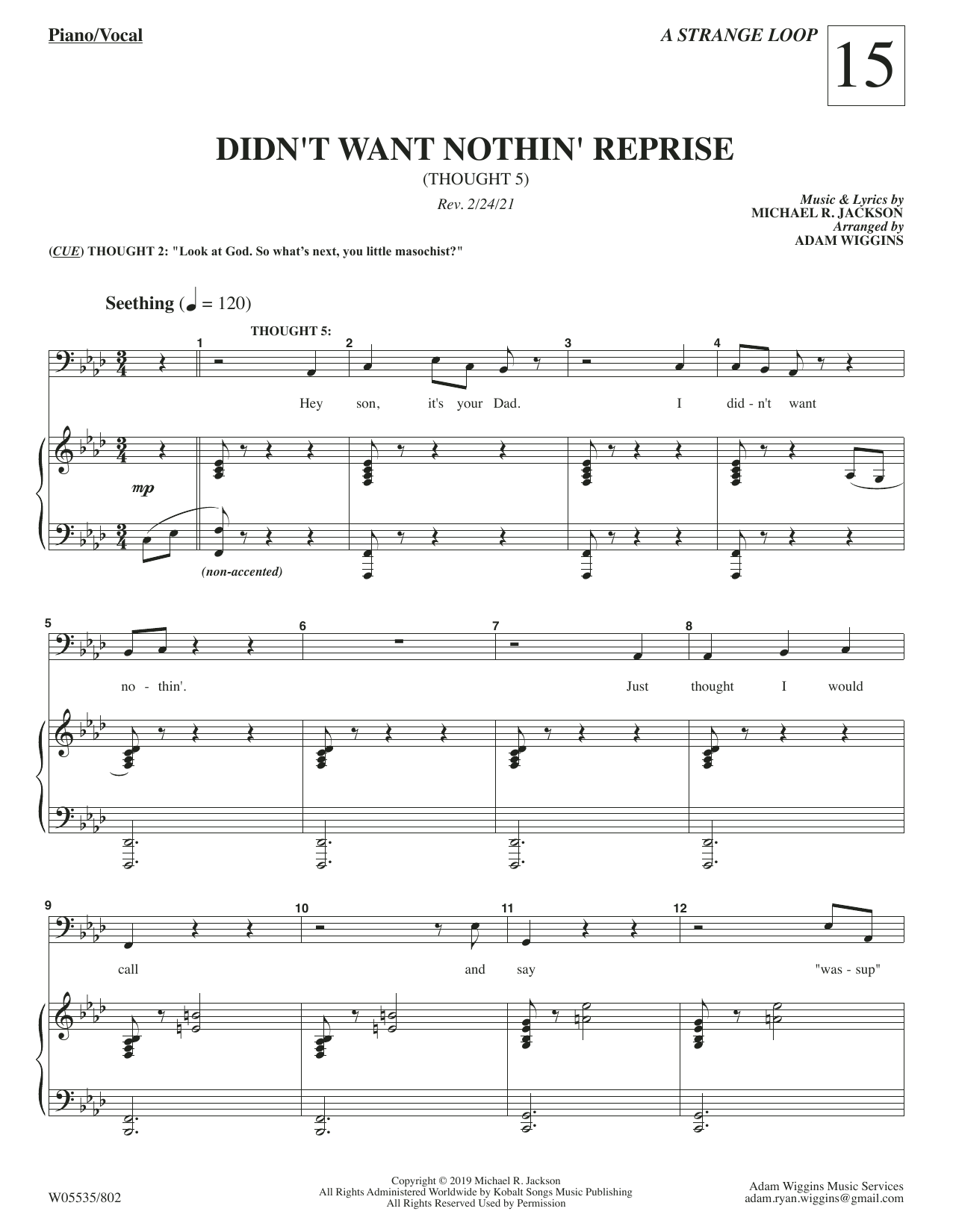 Download Michael R. Jackson Didn't Want Nothin' Reprise (from A Str Sheet Music