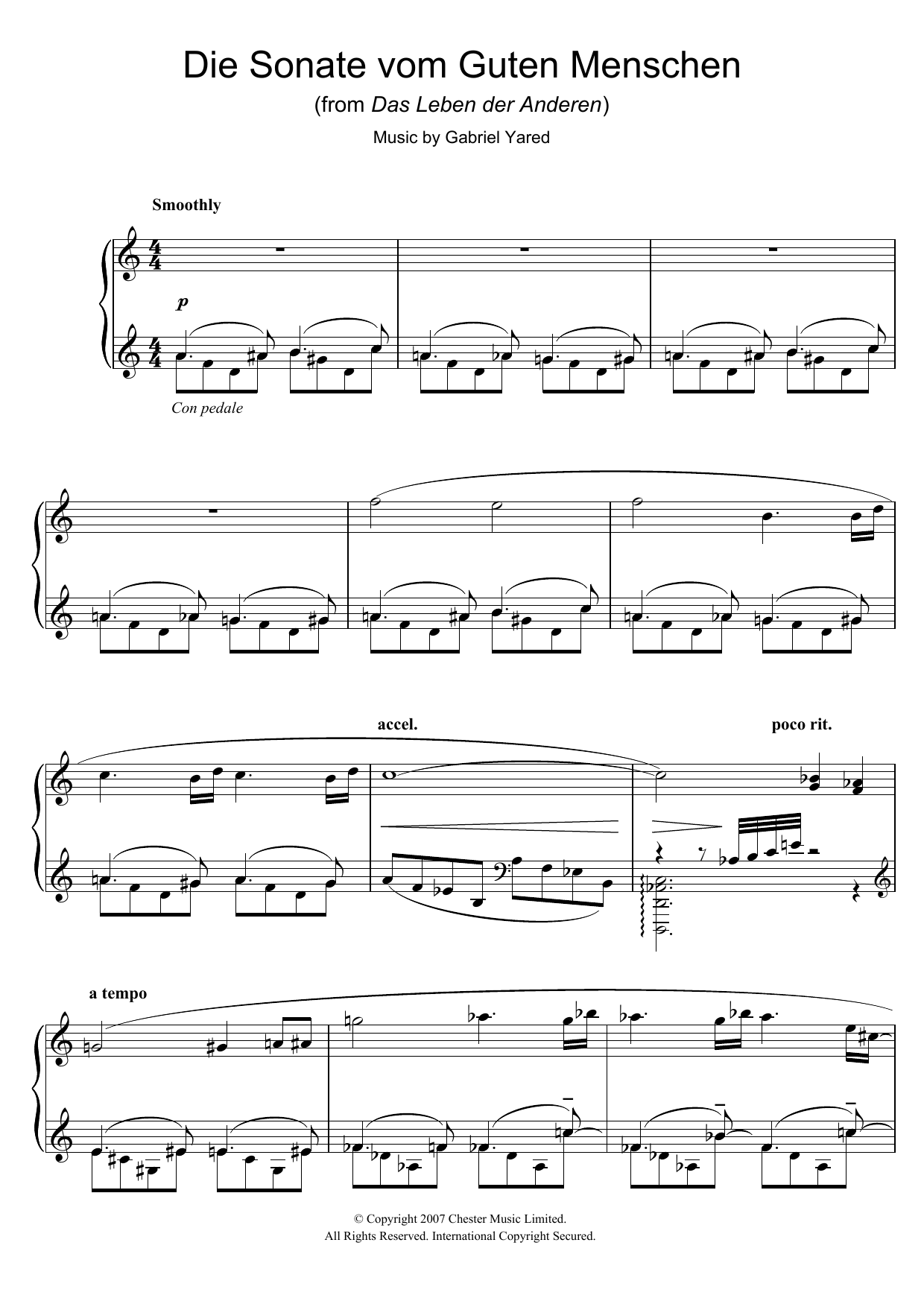 Download Gabriel Yared Die Andere Sonate (from Das Leben der A Sheet Music
