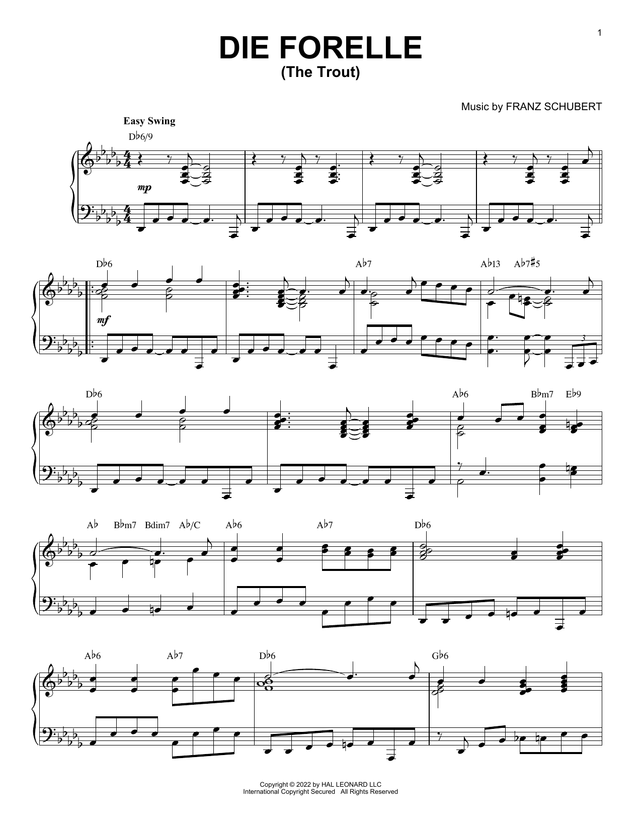 Download Franz Schubert Die Forelle [Jazz version] (arr. Brent Sheet Music