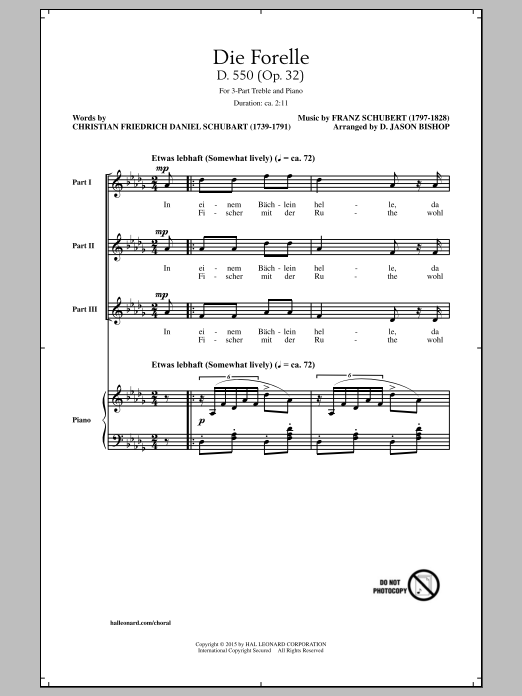 Download D. Jason Bishop Die Forelle (Schubert) Sheet Music