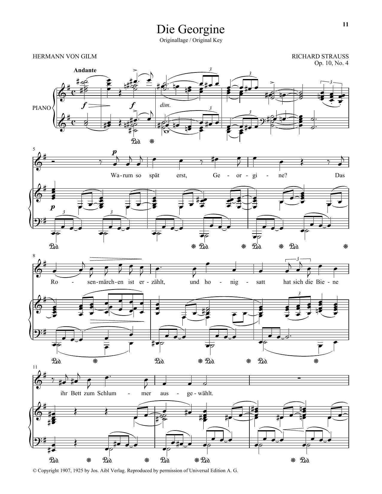Download Richard Strauss Die Georgine (High Voice) Sheet Music
