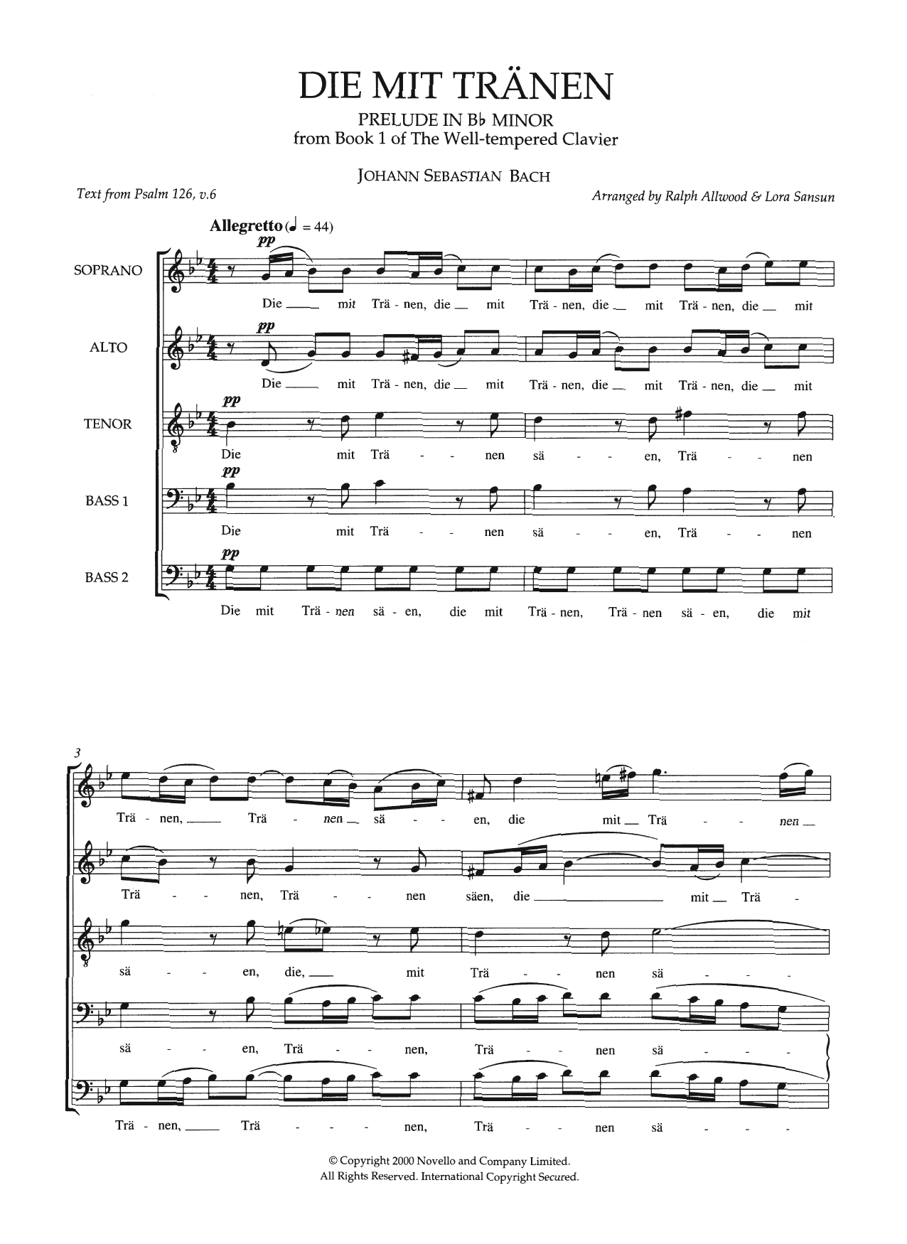Download Johann Sebastian Bach Die Mit Tranen (arr. Ralph Allwood and Sheet Music
