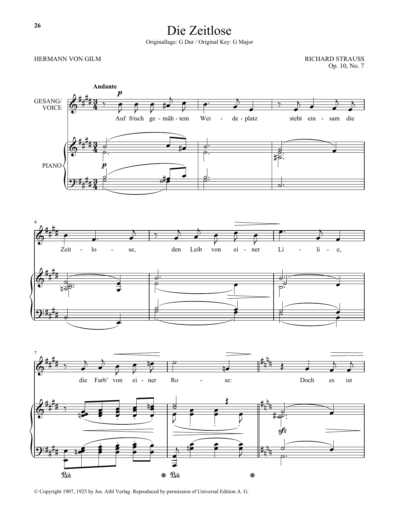 Download Richard Strauss Die Zeitlose (Low Voice) Sheet Music