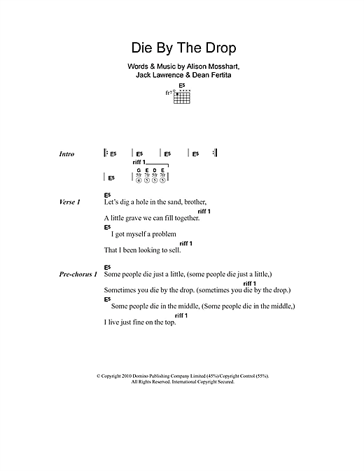 Download The Dead Weather Die By The Drop Sheet Music
