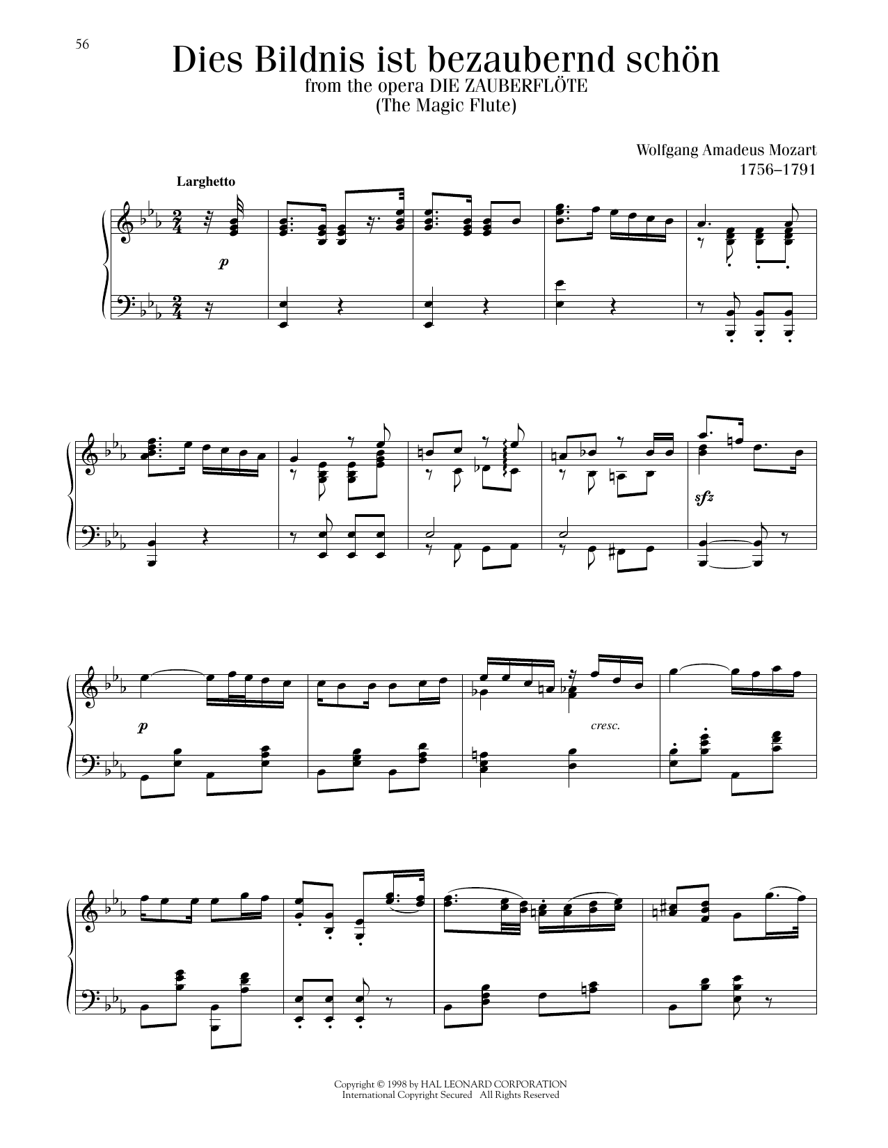 Wolfgang Amadeus Mozart Dies Bildnis Ist Bezaubernd Schon sheet music notes printable PDF score