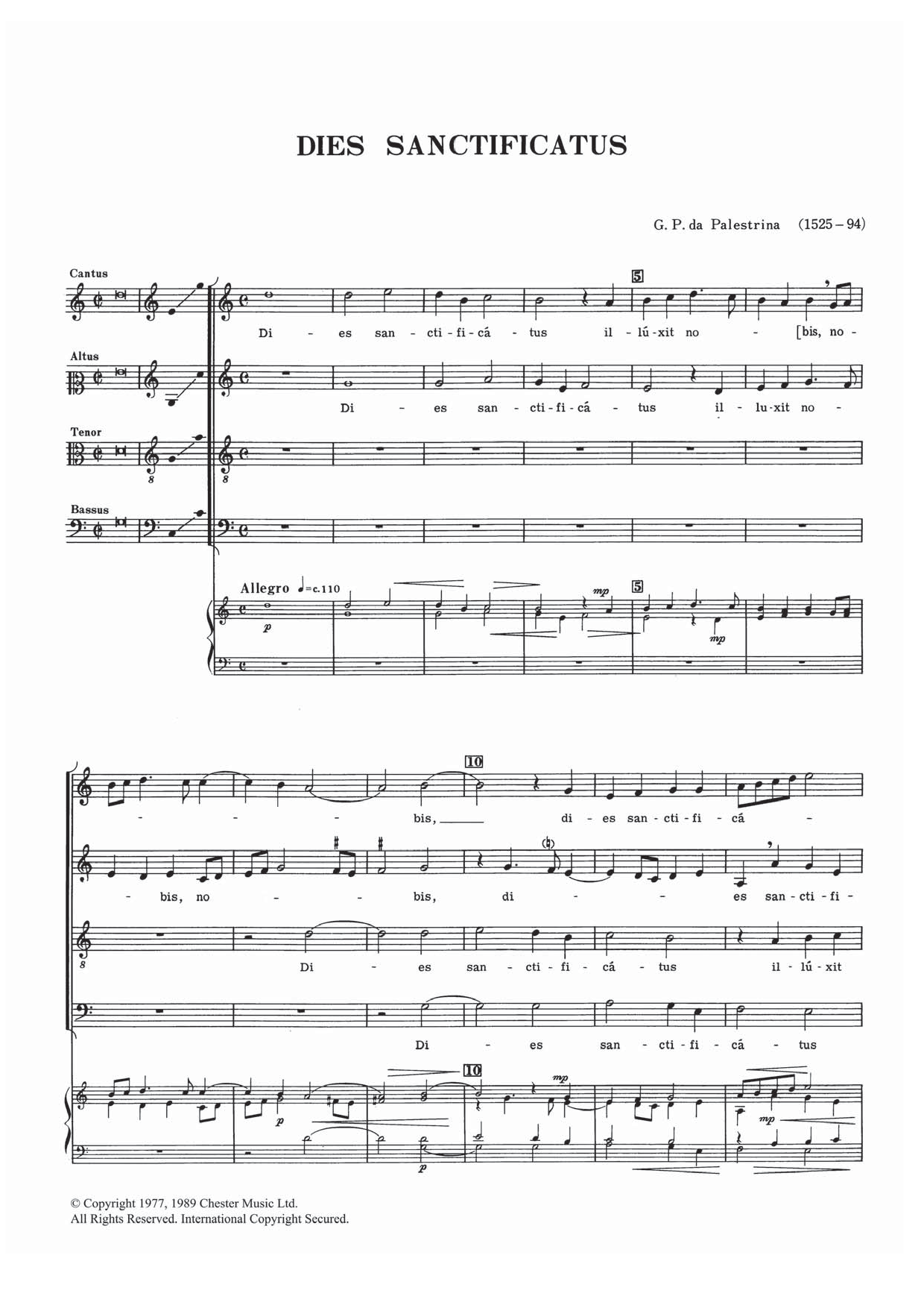 Download Giovanni Palestrina Dies Sanctificatus Sheet Music