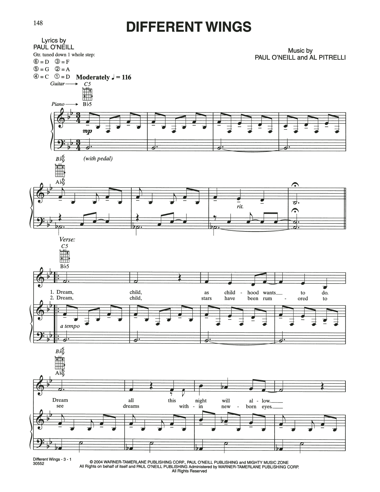 Download Trans-Siberian Orchestra Different Wings Sheet Music