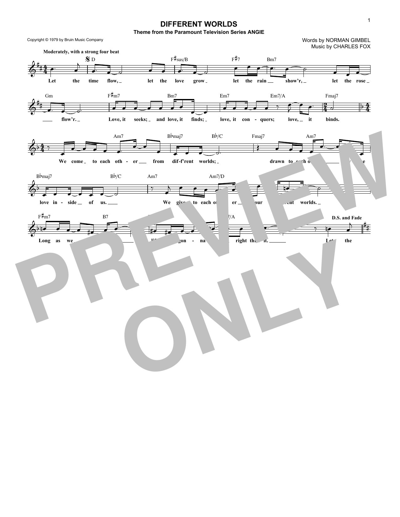 Download Charles Fox Different Worlds Sheet Music