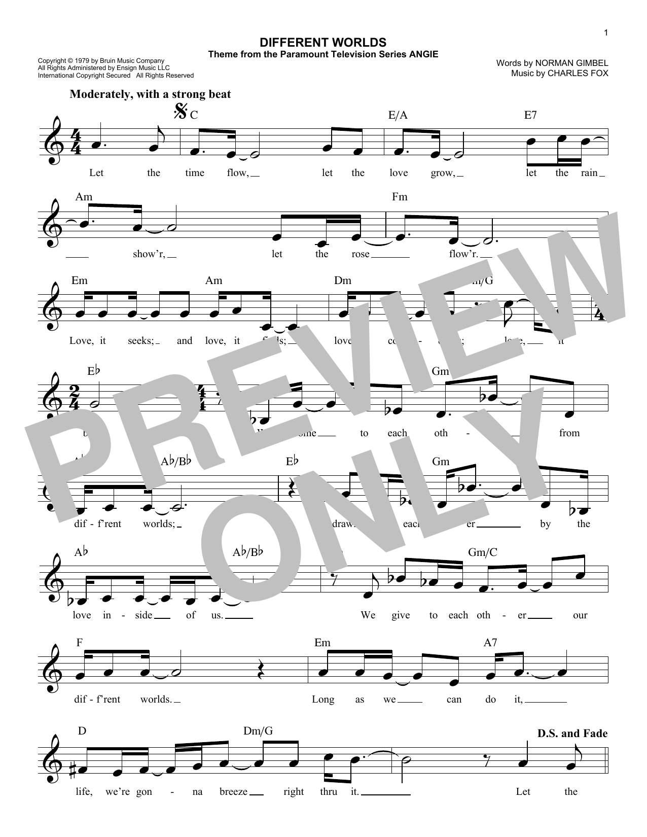 Download Charles Fox Different Worlds Sheet Music