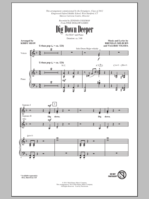 Download Zendaya Coleman Dig Down Deeper (arr. Kirby Shaw) Sheet Music