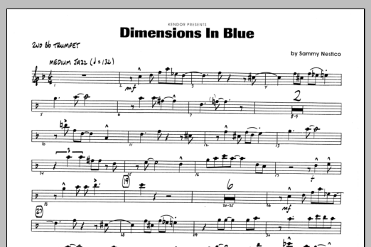 Download Sammy Nestico Dimensions In Blue - 2nd Bb Trumpet Sheet Music
