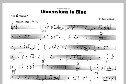 Download Sammy Nestico Dimensions In Blue - 4th Bb Trumpet Sheet Music