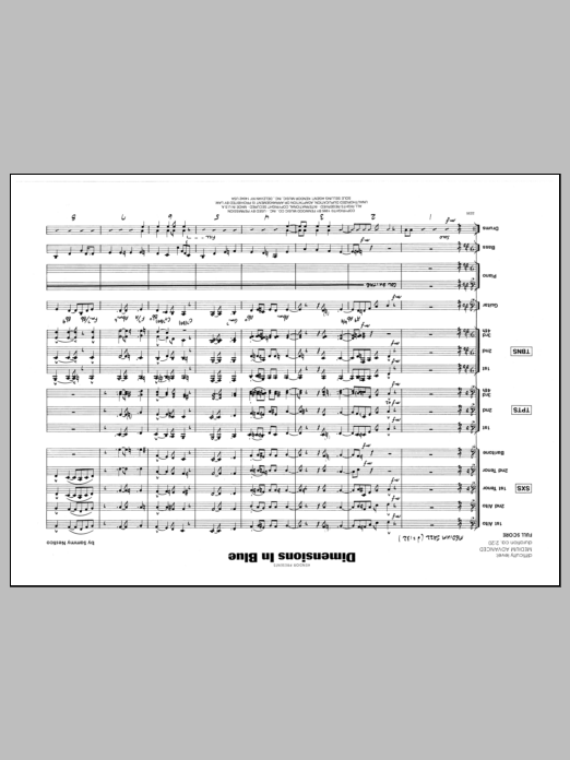 Download Sammy Nestico Dimensions In Blue - Full Score Sheet Music
