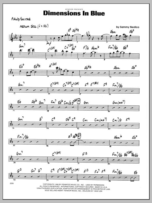 Download Sammy Nestico Dimensions In Blue - Piano Sheet Music