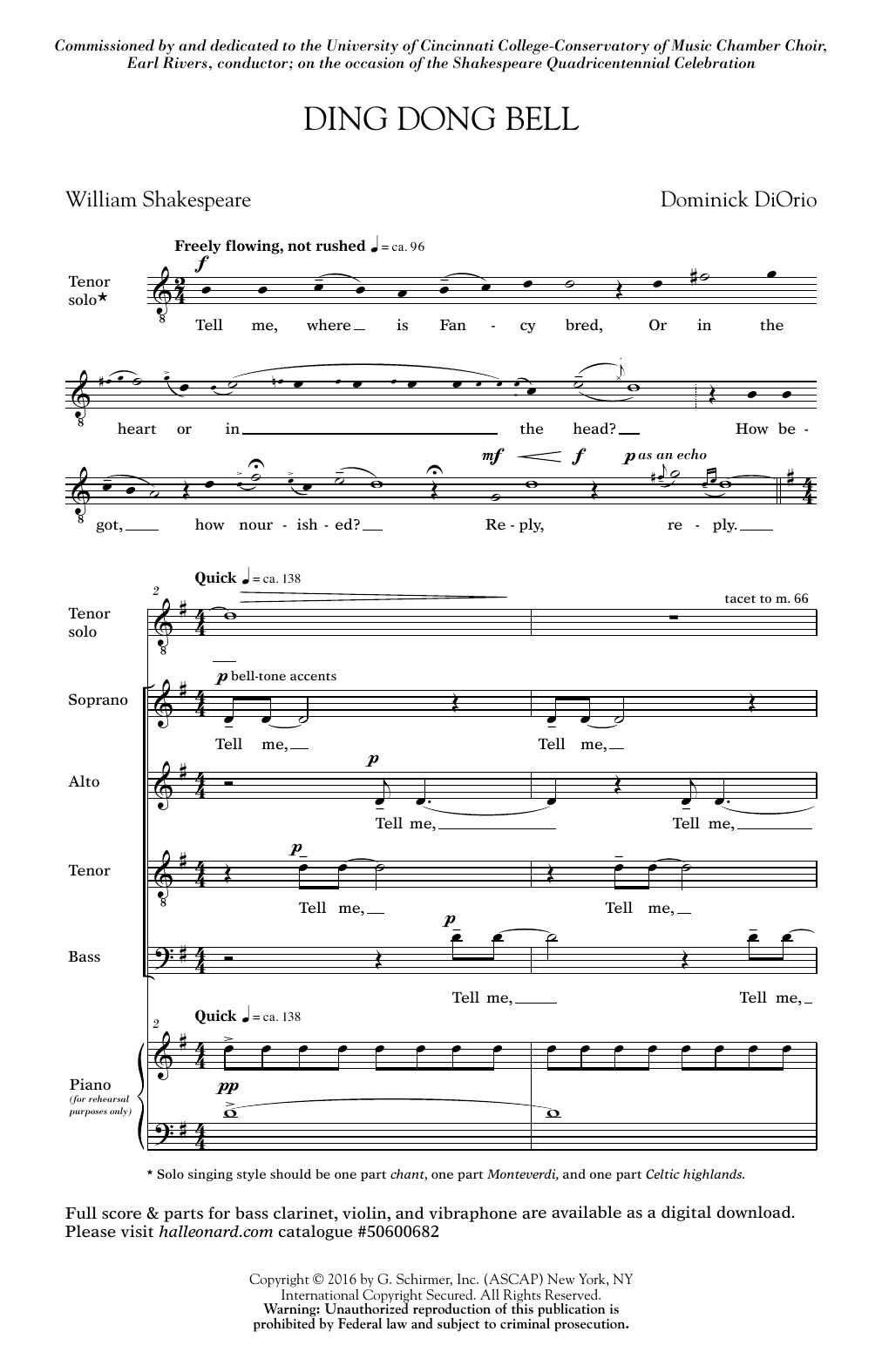 Download Dominick DiOrio Ding Dong Bell Sheet Music