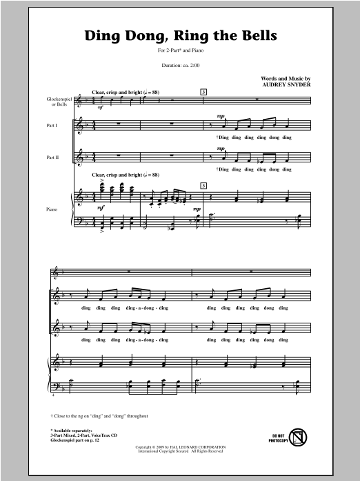 Download Audrey Snyder Ding Dong, Ring The Bells Sheet Music