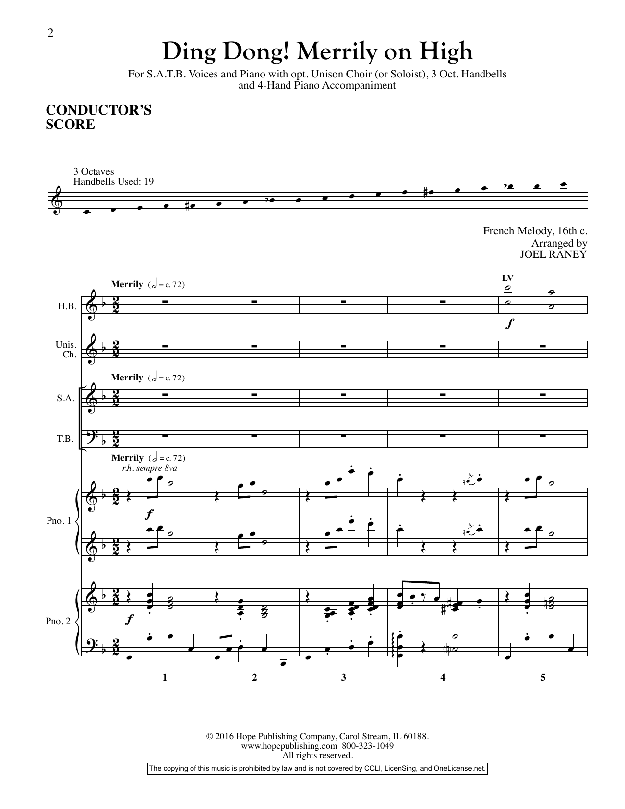 Download Joel Raney Ding Dong! Merrily On High - Full Score Sheet Music
