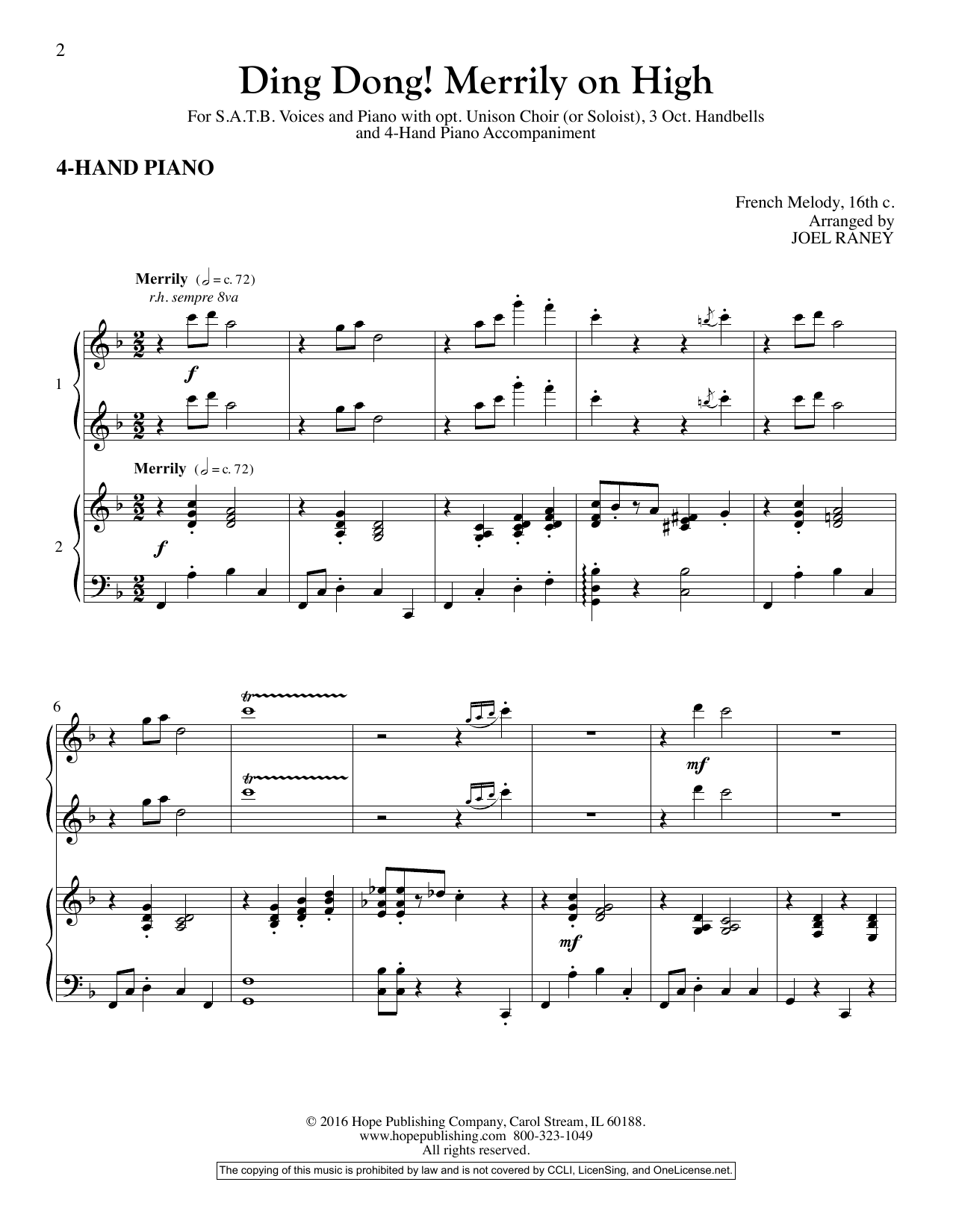 Download Joel Raney Ding Dong! Merrily On High - Piano Acco Sheet Music
