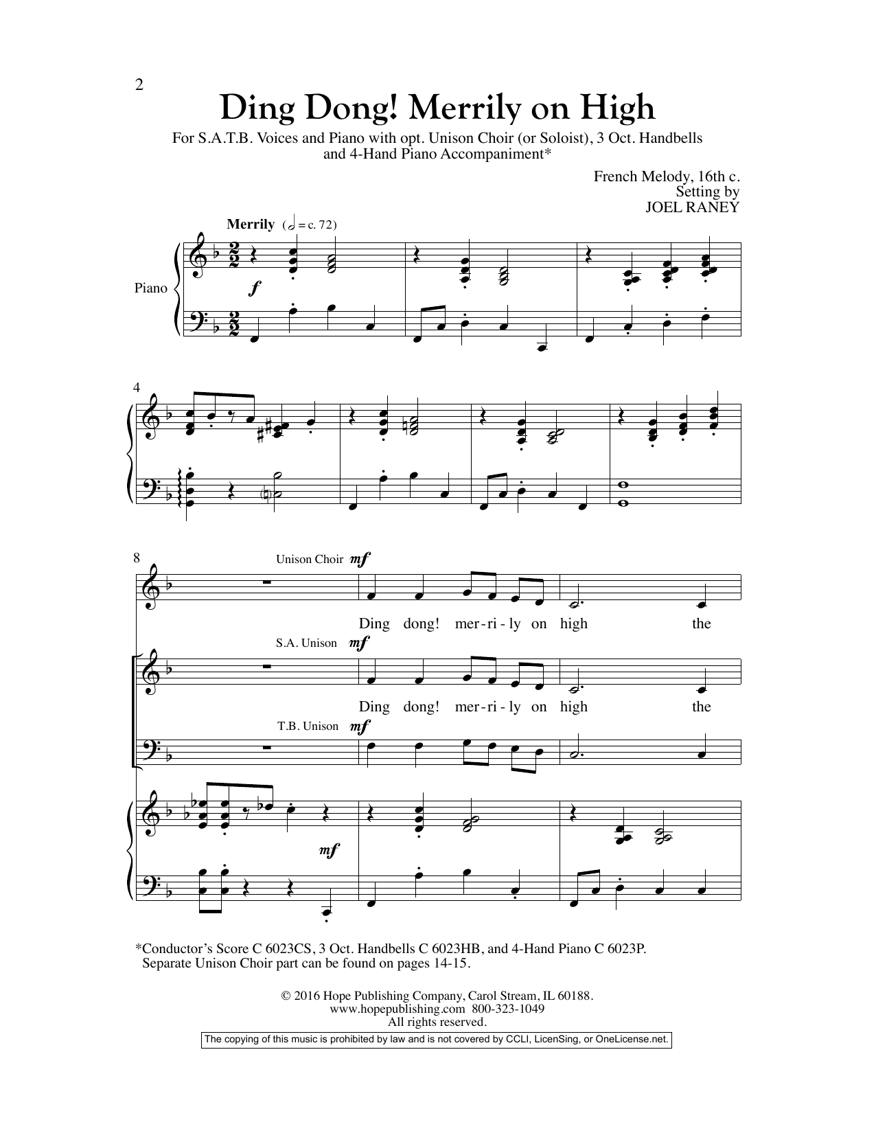 Download Joel Raney Ding Dong! Merrily On High Sheet Music